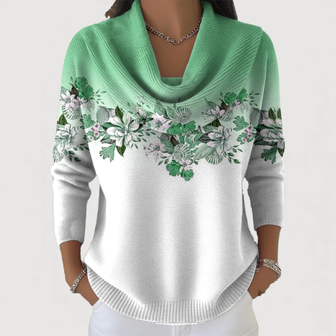Aurora — Pull Fleuri Col Roulé
