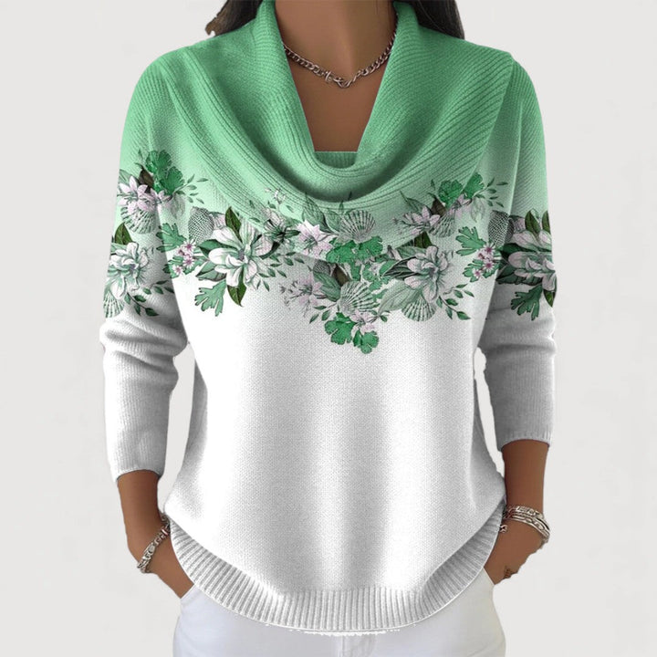 Aurora — Pull Fleuri Col Roulé