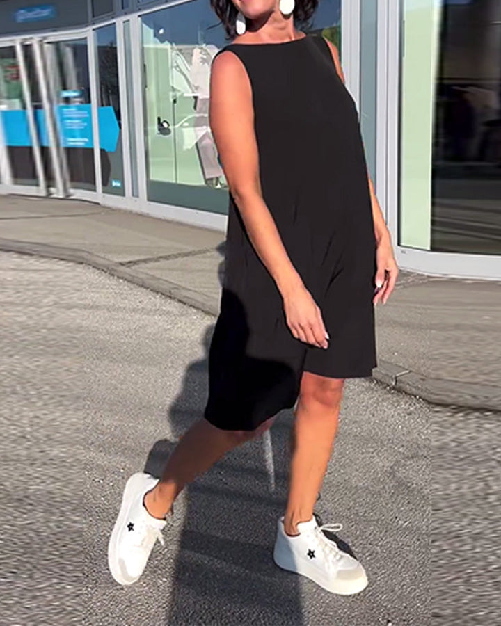 Robe Sans Manches Unie Shift