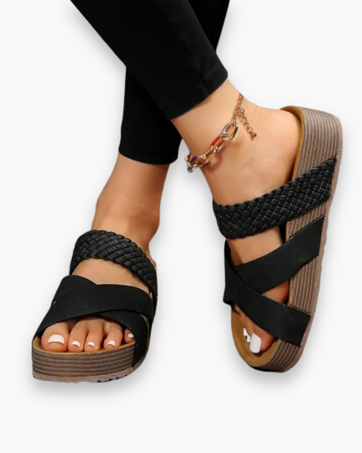 Iris - Sandales Plates Croisées pour Femme, Respirantes et Souples