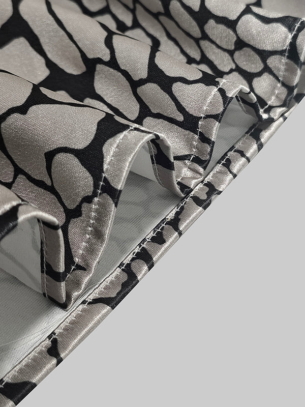 Blanche | CHEMISIER EFFET SATIN À MOTIF ARTISTIQUE