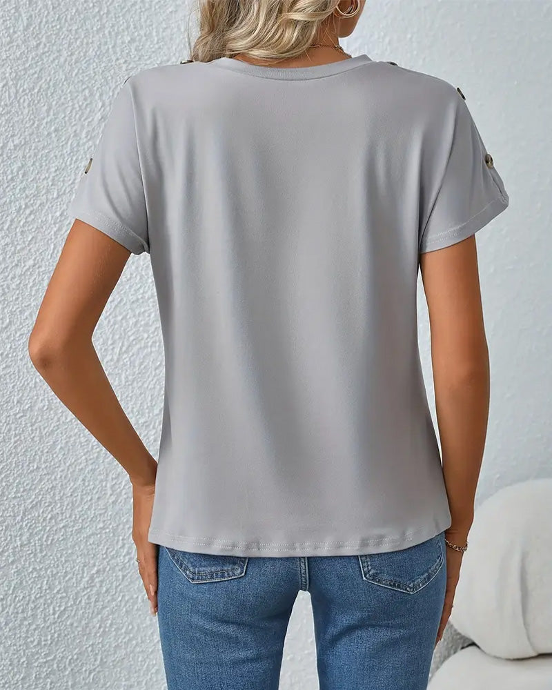 T-Shirt Col Rond Imprimé Léopard Bloc De Couleur