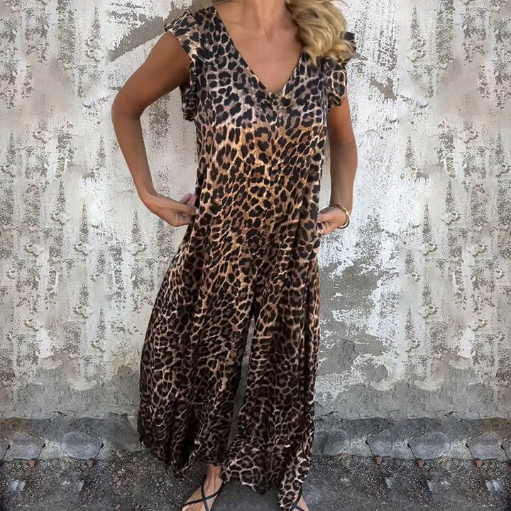 Robe midi imprimé floral à col V