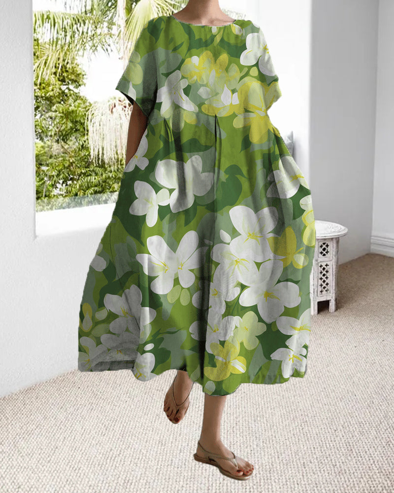 Robe ample imprimée à manches courtes