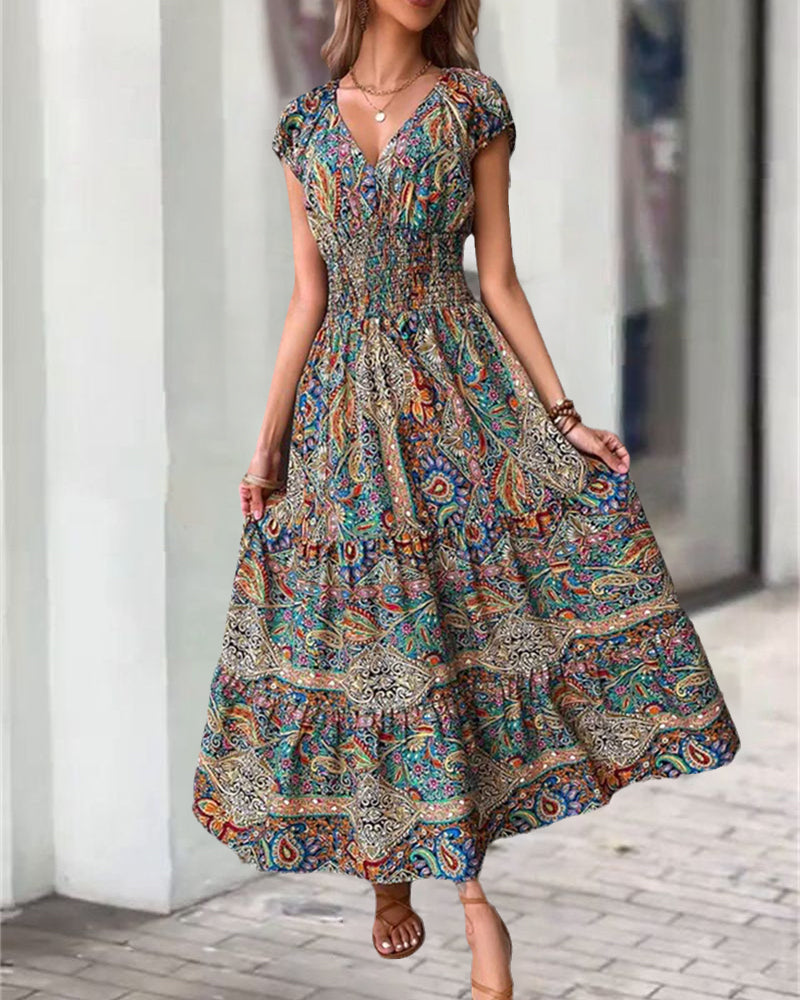 Robe élégante à imprimé vintage