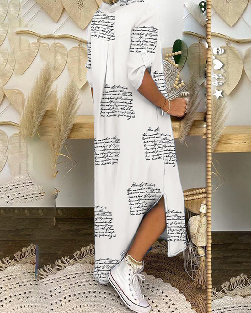 Robe chemise à imprimé fendu