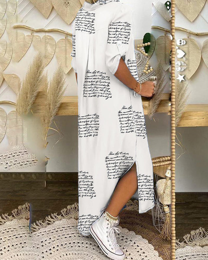 Robe chemise à imprimé fendu