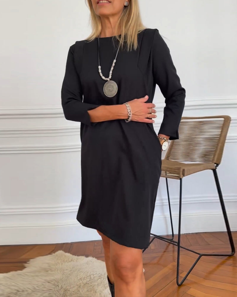 Robe droite élégante à manches longues