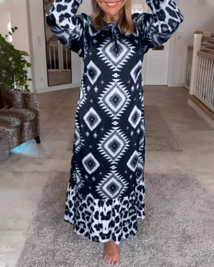 Robe à imprimé géométrique à manches longues
