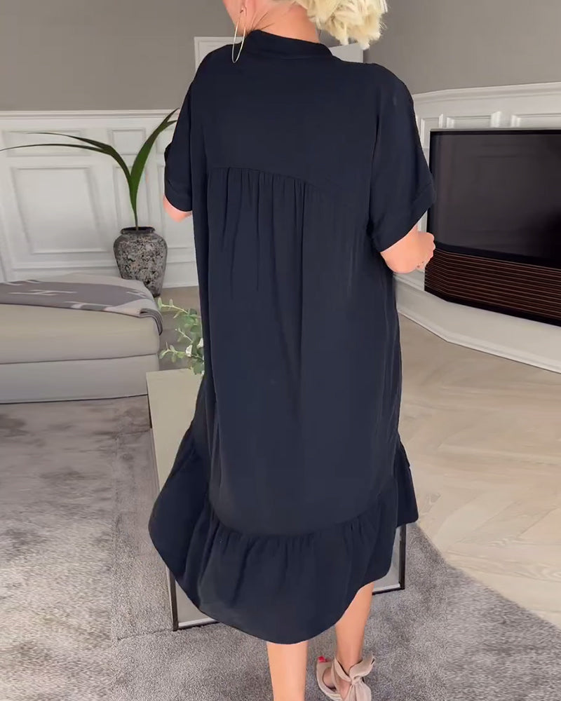 Robe ample plissée col V