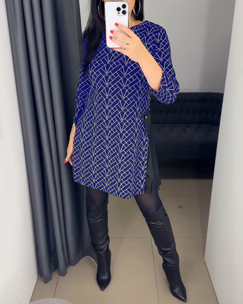 Robe imprimée ligne col rond