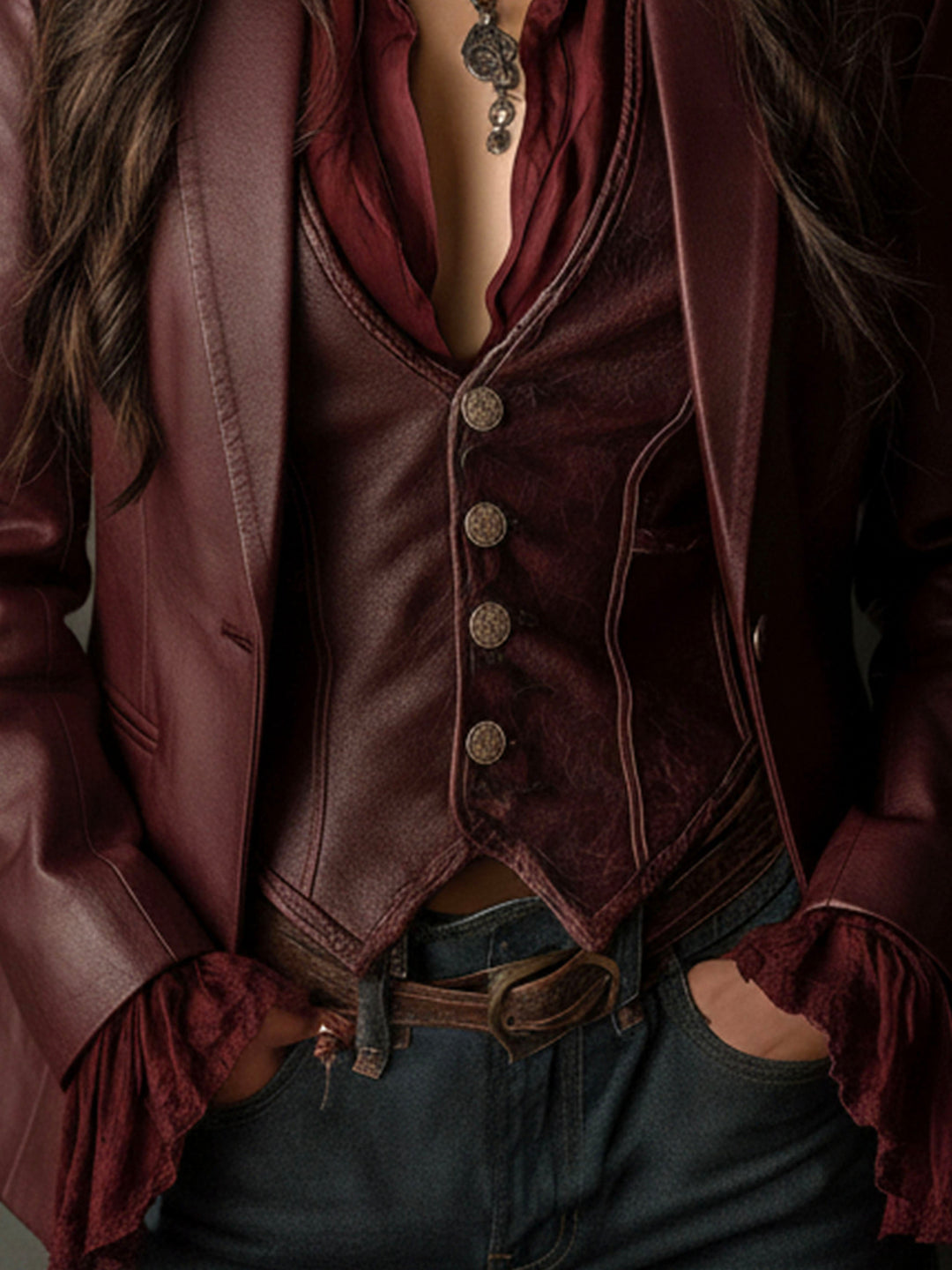 Delphine | Blazer Vintage Bordeaux