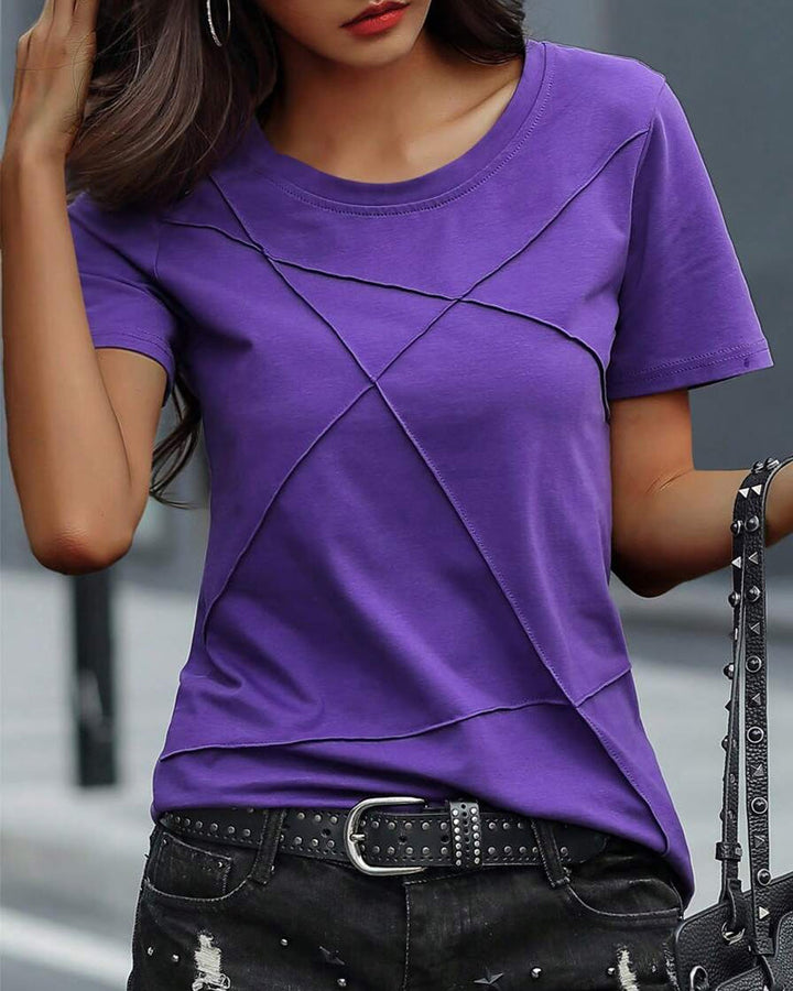 T-Shirt Col Rond Couleur Unie Coupe Cintrée