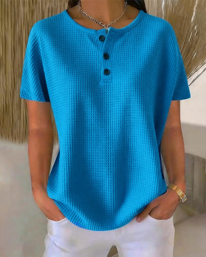 T-shirt Boutonné Col V Décontracté
