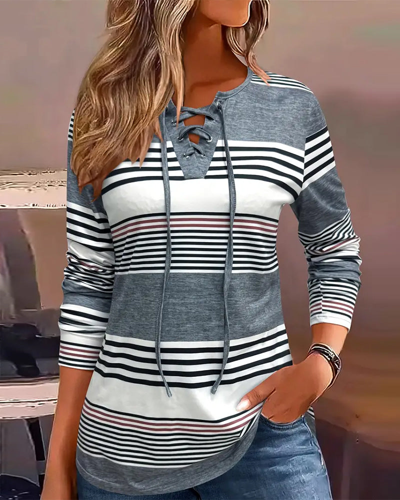 T - Shirt Avec Rayures Pour le Port Casual