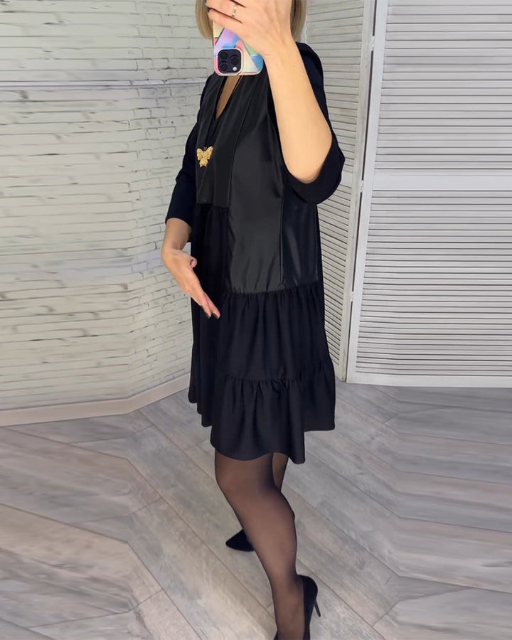 Robe patchwork à col en V