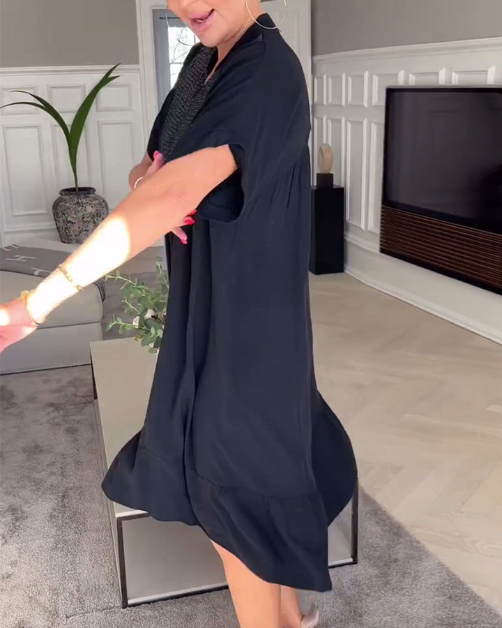 Robe ample plissée col V
