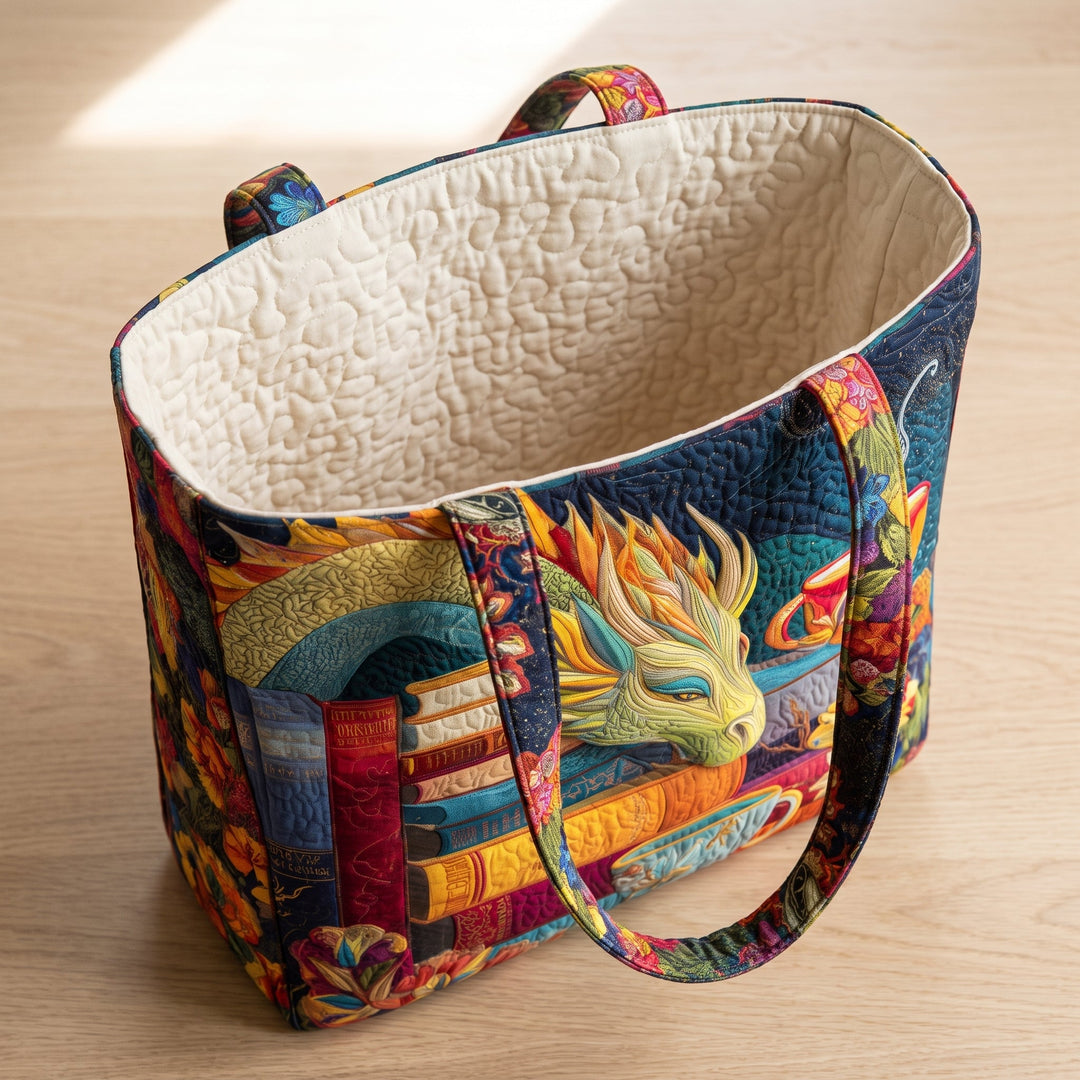 Sac Artisanal - Dragon Lecteur avec Livres et Tasses