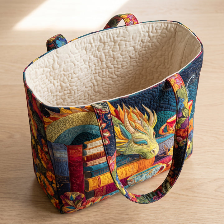 Sac Artisanal - Dragon Lecteur avec Livres et Tasses