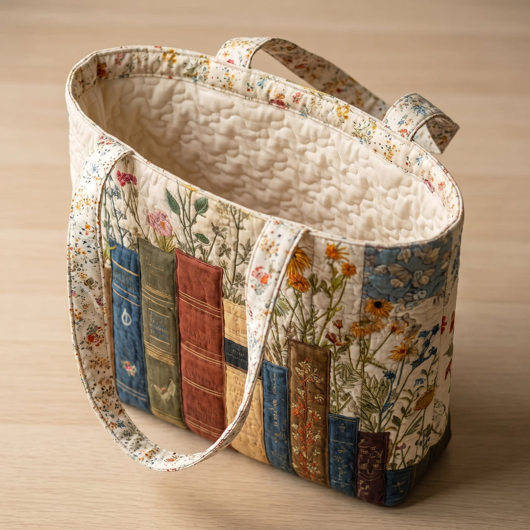 Sac Artisanal Matelassé - Livres et Fleurs