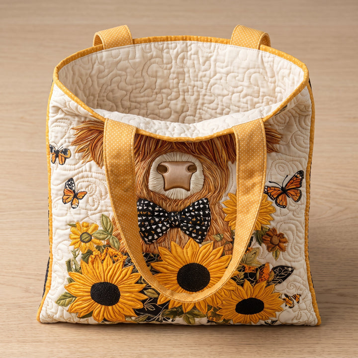Sac Matelassé - Vache Highland et Tournesols