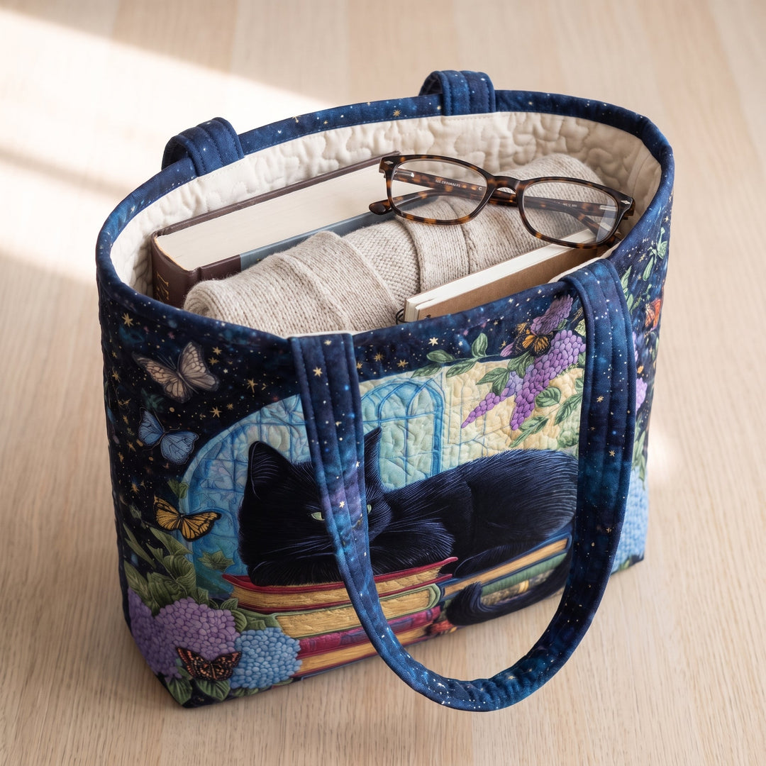 Sac Artisanal - Chat Noir sur les Livres