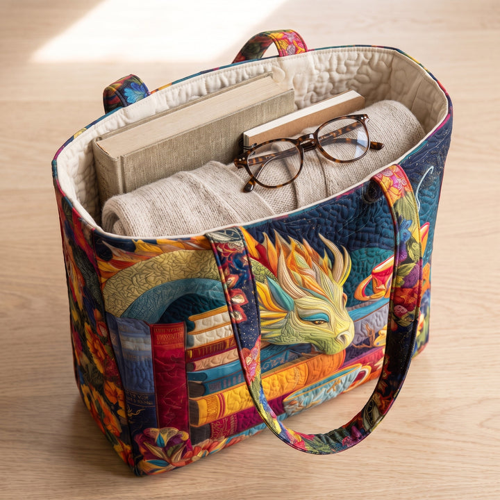 Sac Artisanal - Dragon Lecteur avec Livres et Tasses