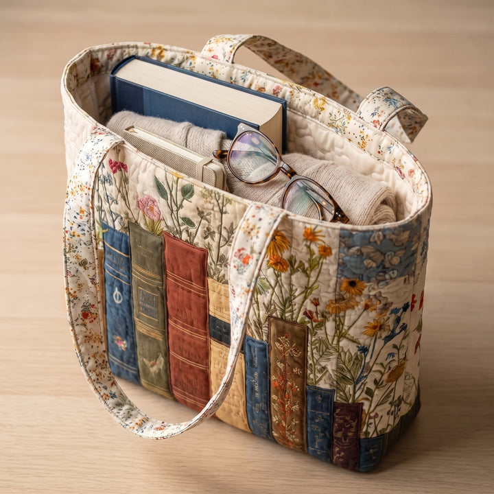 Sac Artisanal Matelassé - Livres et Fleurs