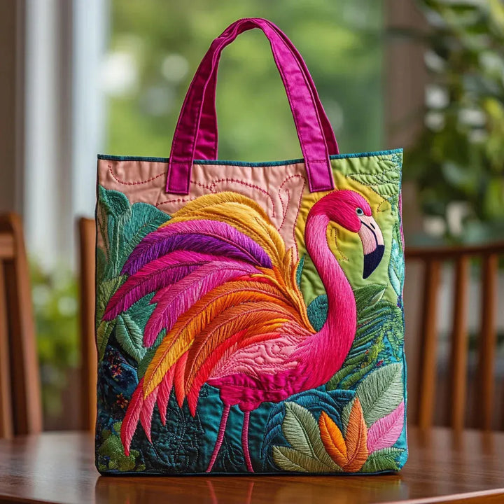 Sac Cabas Matelassé - Flamant Rose Arc-en-ciel