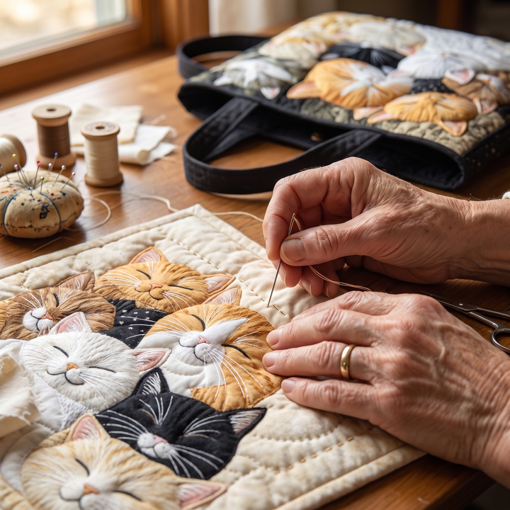 Sac Artisanal Matelassé - Chatons Endormis
