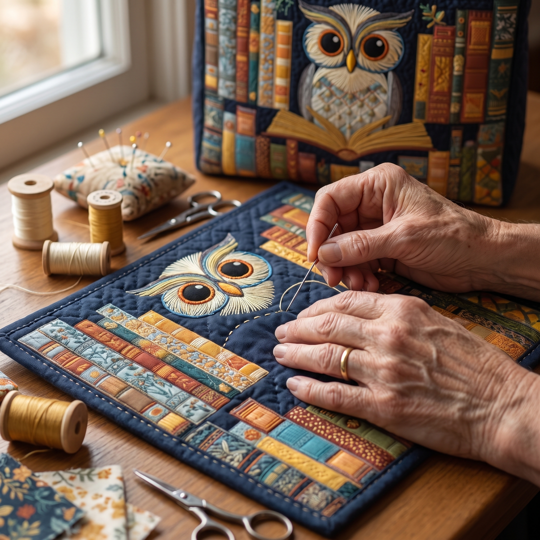 Sac Cabas Artisanal - Hibou et Livres Anciens