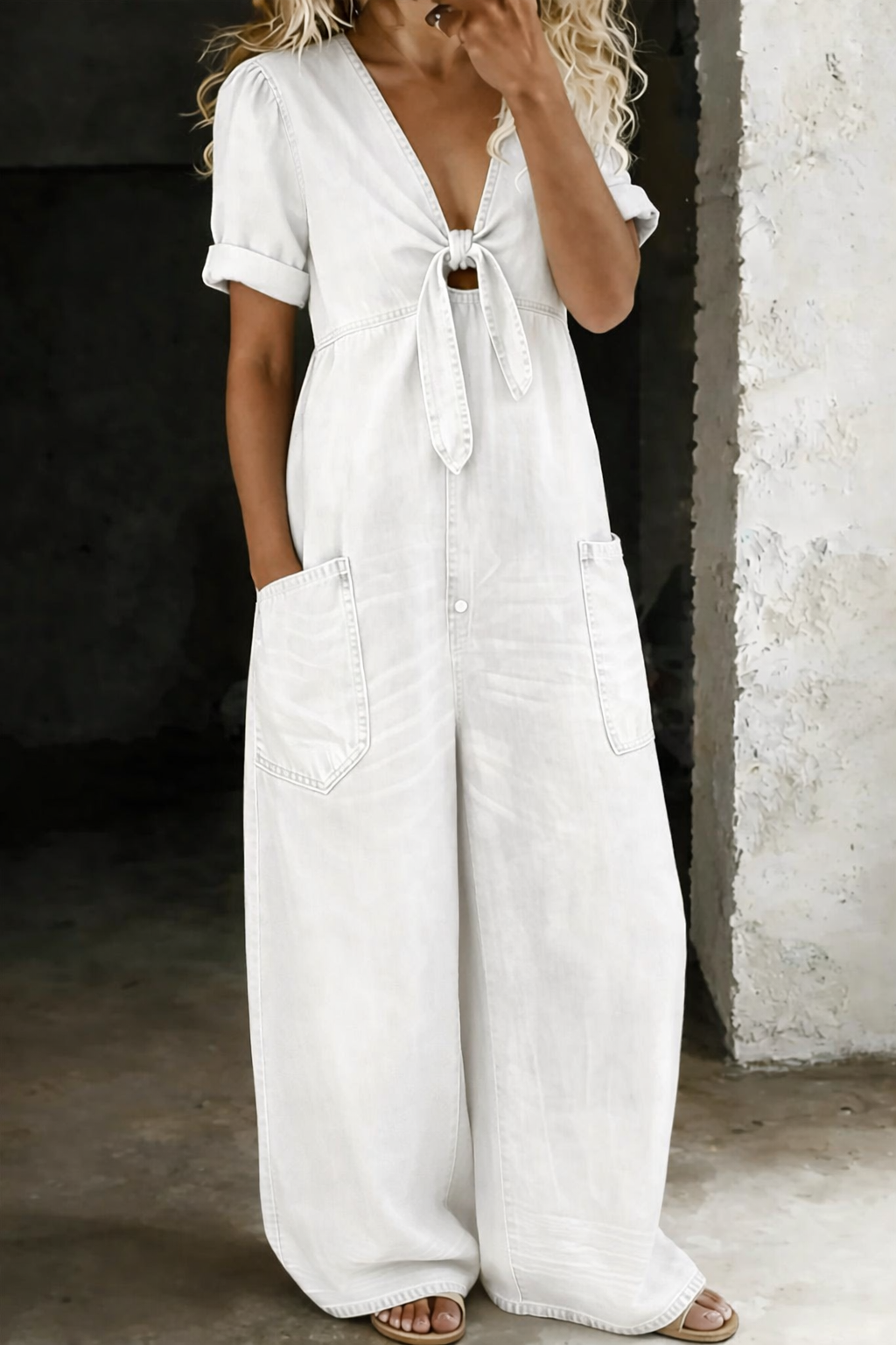 Garance | Combinaison denim col V