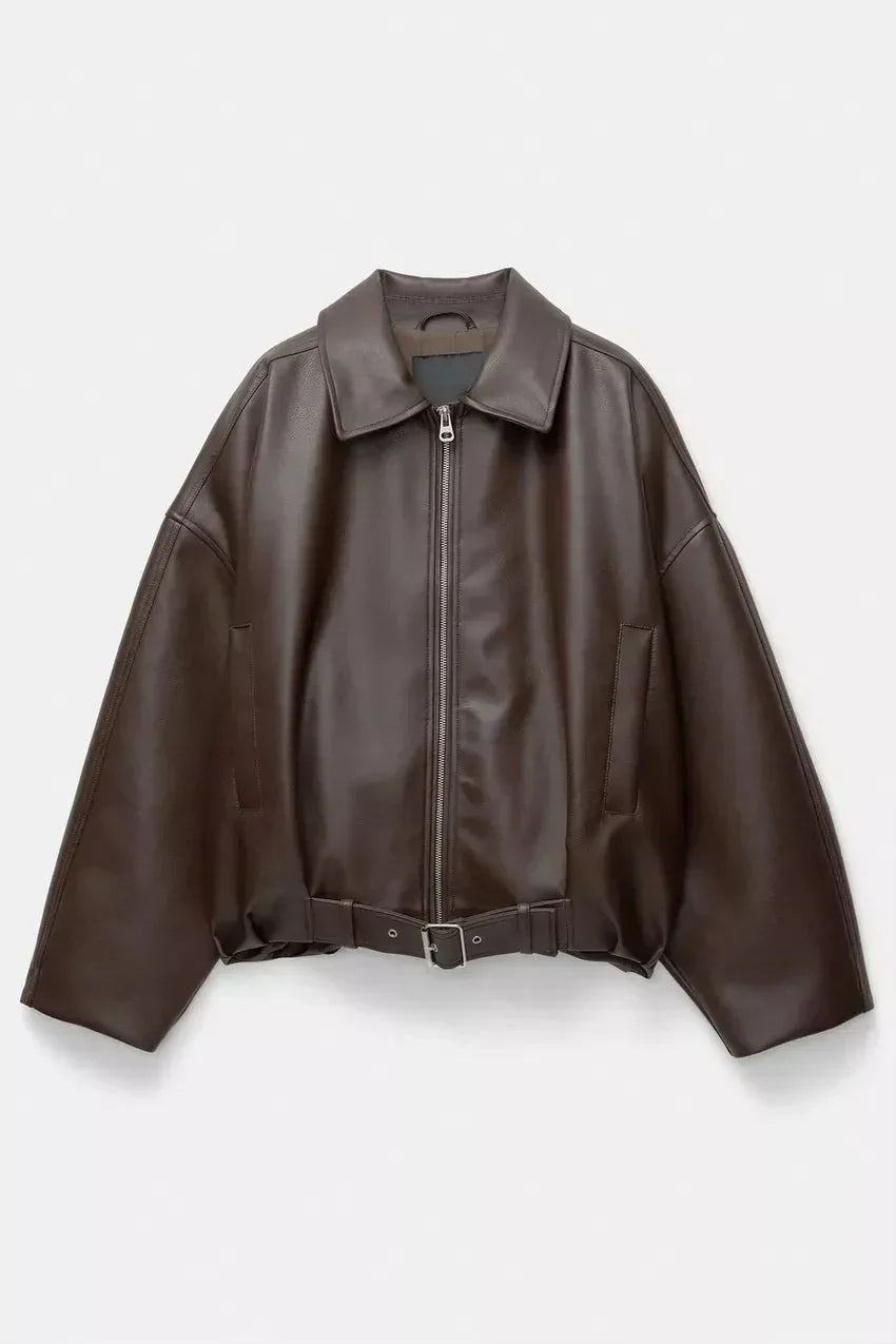 Victoire | VESTE EN CUIR MARRON