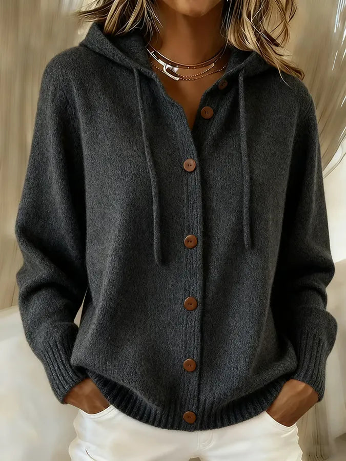 Bettina — Cardigan à Capuche Boutonné