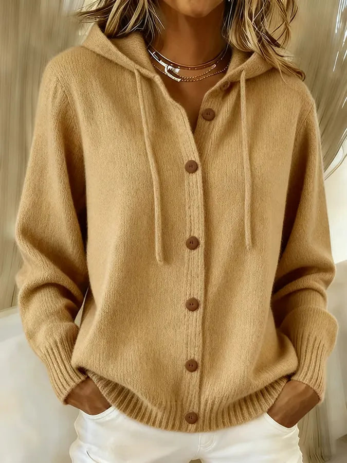 Bettina — Cardigan à Capuche Boutonné