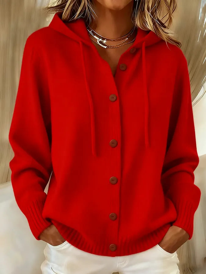Bettina — Cardigan à Capuche Boutonné