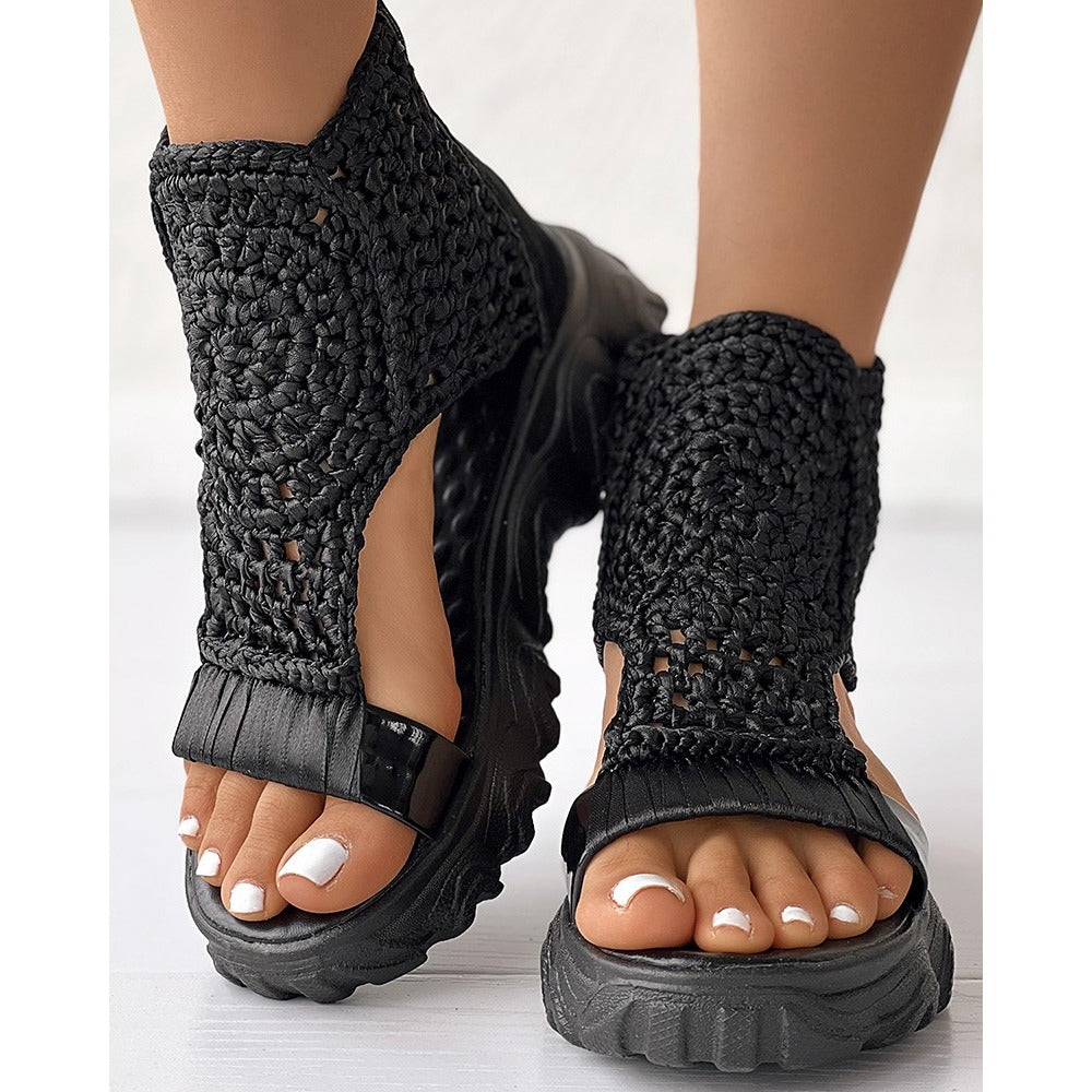 Lucie - Sandales Tressées En Cuir Premium