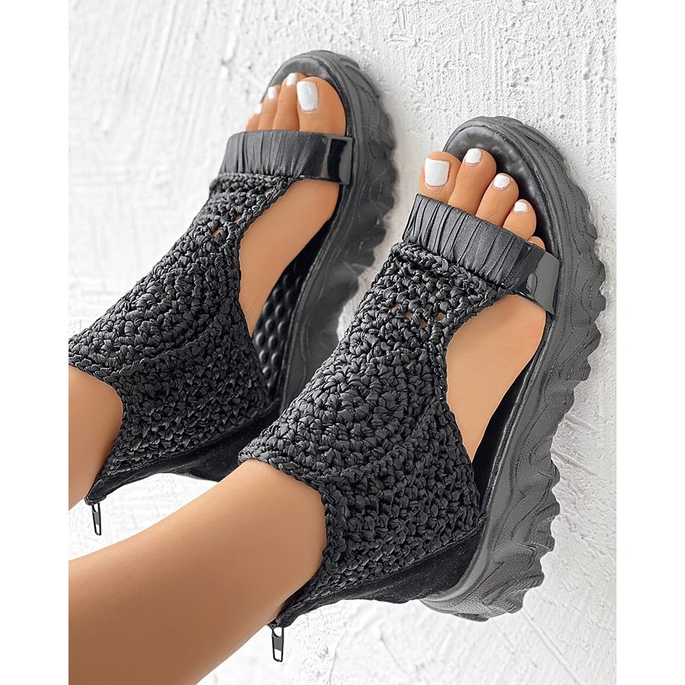 Lucie - Sandales Tressées En Cuir Premium
