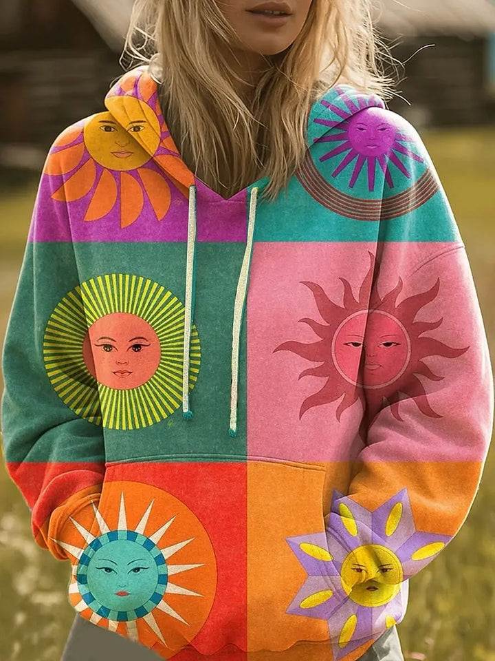 Thalindra | Sweat à capuche à imprimé soleil arc-en-ciel