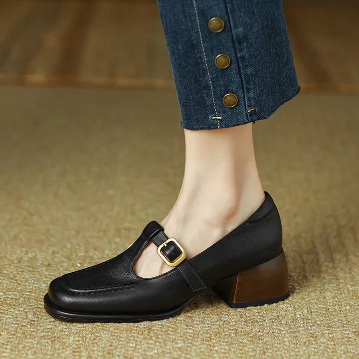 Delia - Chaussures Mary Jane T-Bar femme à bout carré
