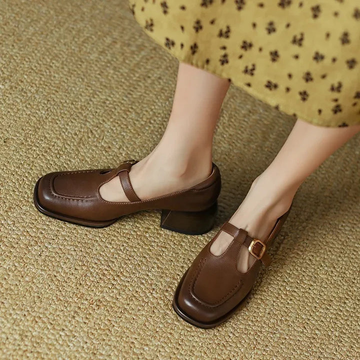 Delia - Chaussures Mary Jane T-Bar femme à bout carré