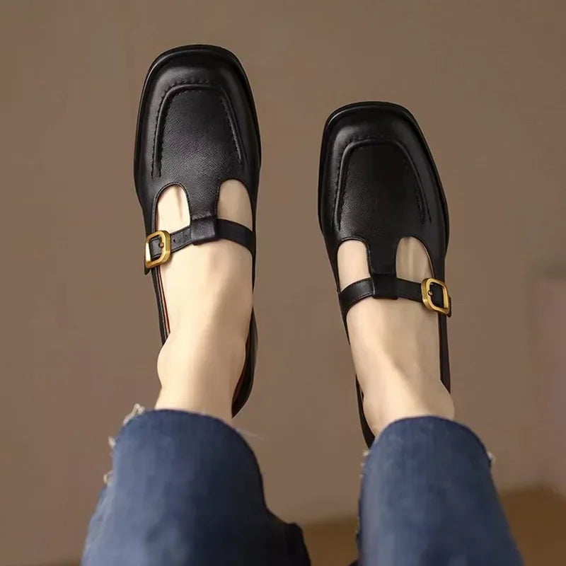 Delia - Chaussures Mary Jane T-Bar femme à bout carré