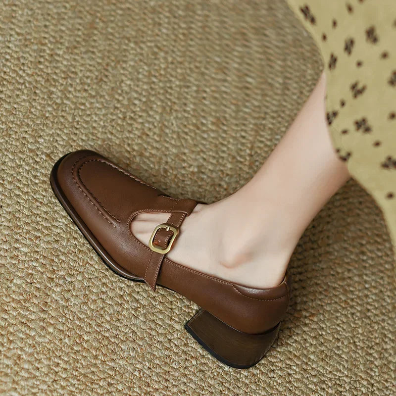 Delia - Chaussures Mary Jane T-Bar femme à bout carré