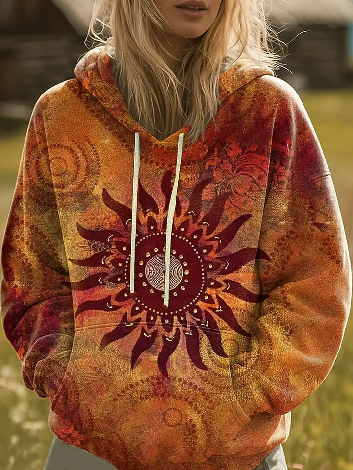 Brisenna | Sweat à capuche à imprimé soleil arc-en-ciel