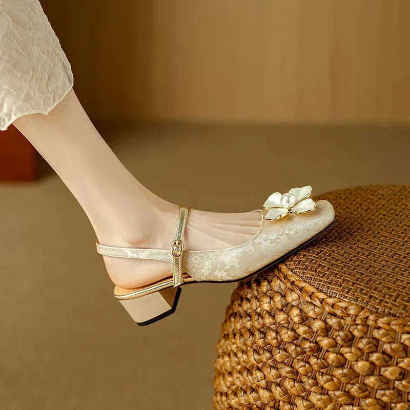 Genine - Escarpins slingback femme à talon bloc