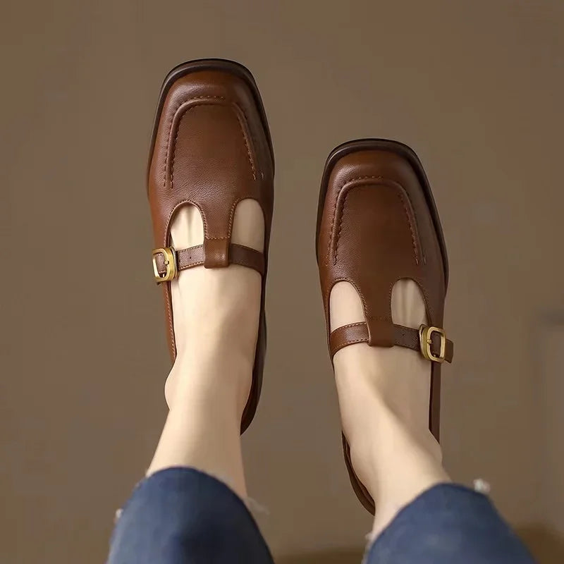Delia - Chaussures Mary Jane T-Bar femme à bout carré