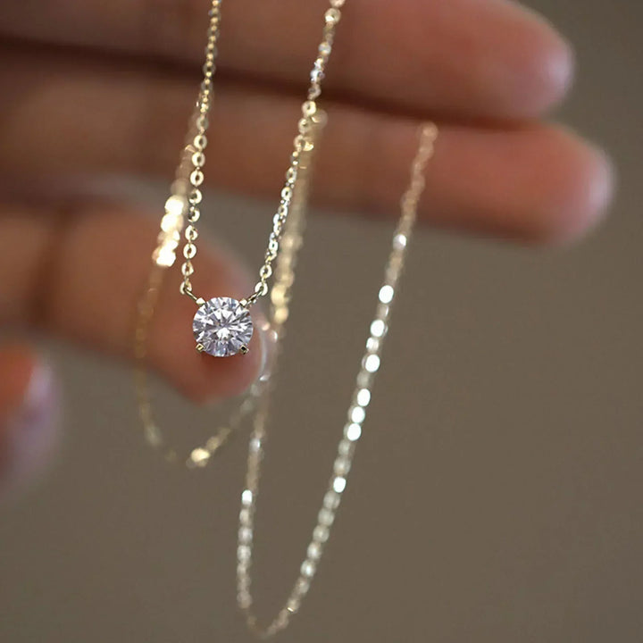 Estelle - Collier en Argent Sterling Plaqué Or avec Zircon