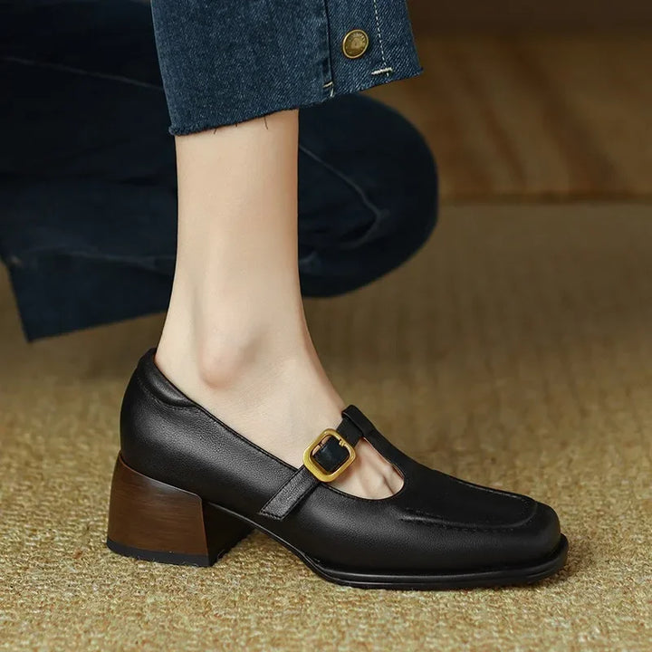 Delia - Chaussures Mary Jane T-Bar femme à bout carré