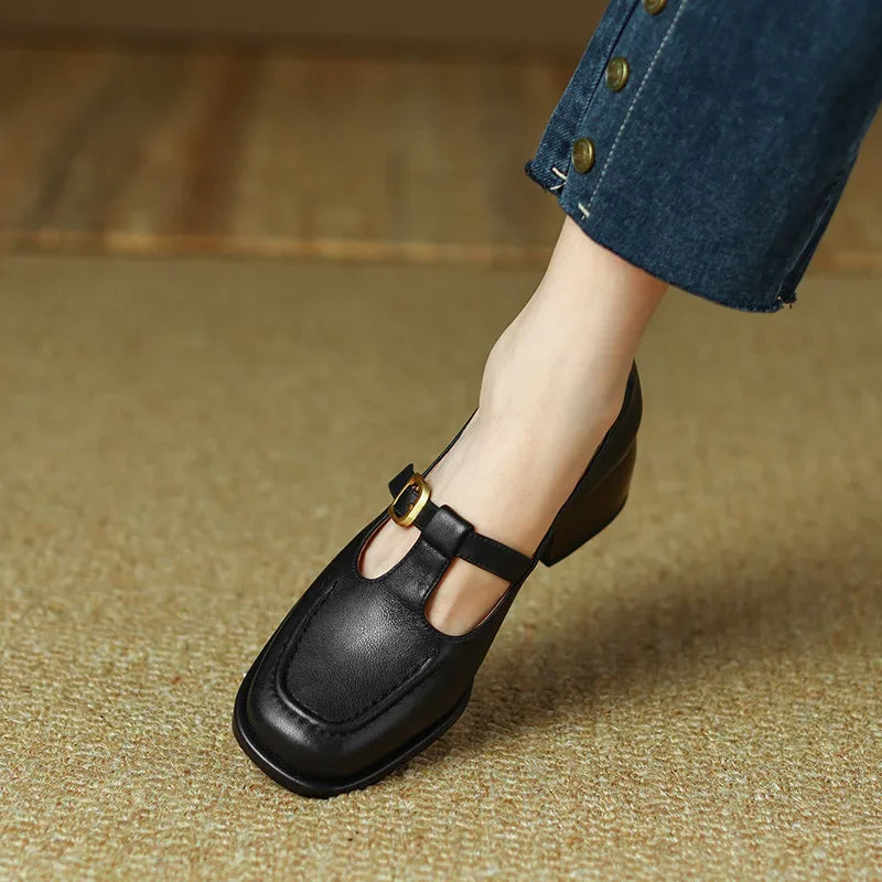 Delia - Chaussures Mary Jane T-Bar femme à bout carré