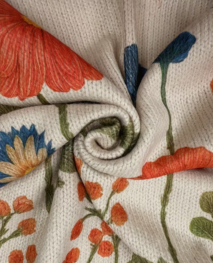 Wrenna | Cardigan Zippé Prairie de Fleurs Sauvages